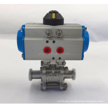 316L Foodgrade High Platform Three Pieces Non Retention Aluminum pneumatic Ball valve 3/4"